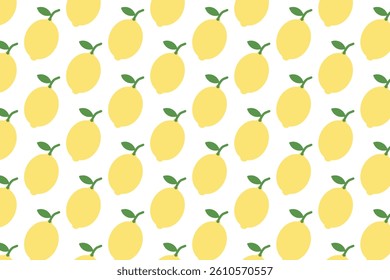 Lemon pattern on white background . Fresh lemon fruit background . Vector illustration