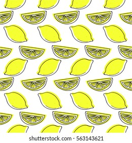 Lemon pattern on white background. Print texture. Fabric design. Vector illustration.
