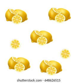 Lemon pattern on white background. Vector illustration of Fresh lemon isolated on white background