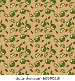 Lemon pattern on a yellow background. Fresh lemon fruit, Vector illustration. Packaging with lemon.