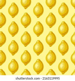Lemon pattern on a yellow background, vector graphics