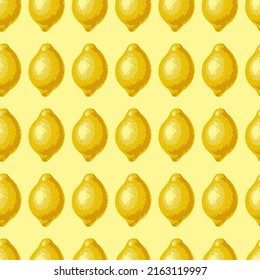 Lemon pattern on a yellow background, vector graphics