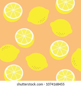 Lemon pattern print. Vector yellow lemon pattern