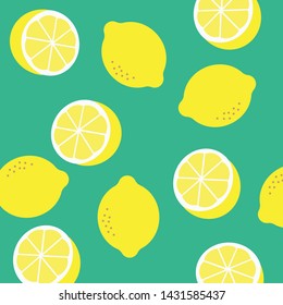 Lemon pattern print. Vector yellow lemon pattern