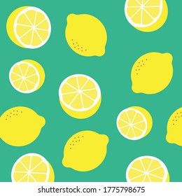 Lemon pattern print. Vector yellow lemon pattern