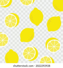 Lemon pattern print. Vector yellow lemon pattern
