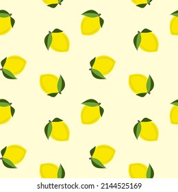lemon pattern seamless background on yellow background