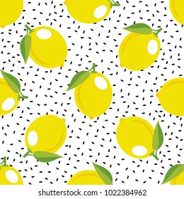 Lemon pattern. Seamless decorative background with colorful summer yellow lemons. Bright summer design. Vector illustration.