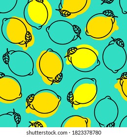 lemon pattern seamless. lime background. Hand drawing fruit ornament
 

