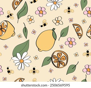 lemon pattern lemon slices repeat a seamless pattern.	