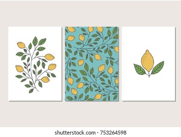 Lemon pattern and vector background