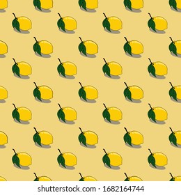 Lemon Pattern Vector Images  On a yellow background