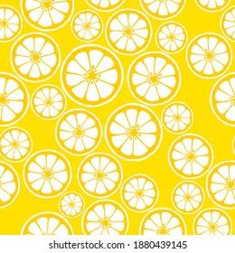 Lemon pattern white slices on yellow background