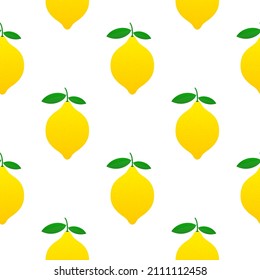 Lemon pattern. Yellow lemon vector illustration isolated on white background.