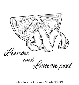 
Lemon and peel. Sketch.Black and white drawing.Coloring