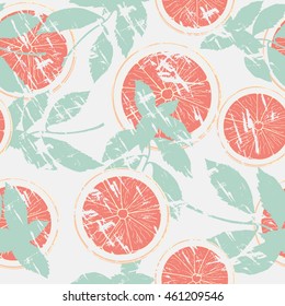 Lemon and pepper mint pattern. Colorful summer fruit vector illustration on color background.