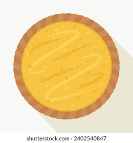 Lemon pie with in a buttery golden crust with white cream background vector illustration