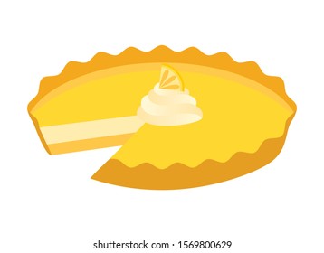 Lemon Pie icon vector. Fruit cake with lemon vector. Lemon Cream Pie isolated on a white background