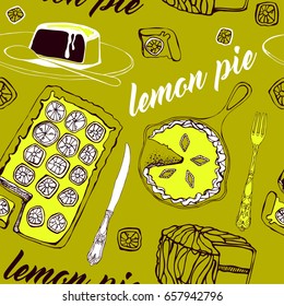 Lemon pie seamless pattern. Vector design.