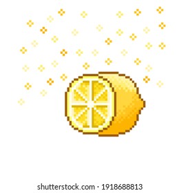 Pixel Art Citrus Lemon Slices. Vektorgrafik.