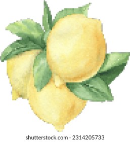 limón, ilustración vectorial de estilo píxel