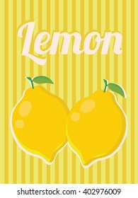 Lemon Poster with Retro Style. Illustration. Isolated Vector. Fresh