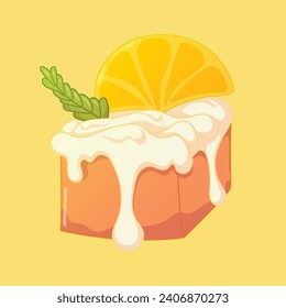 Lemon pound cake cute vector illustration