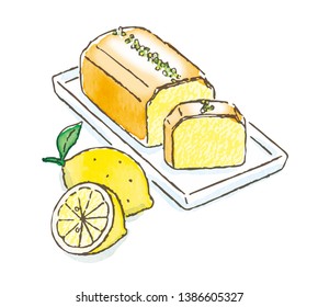 Lemon Pound Cake Hand Drawn