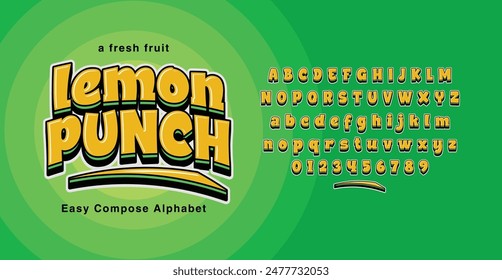 "Lemon Punch" Typography. Effortlessly build words by arranging letters. Great for posters, magazines, children’s artwork, and other design applications.