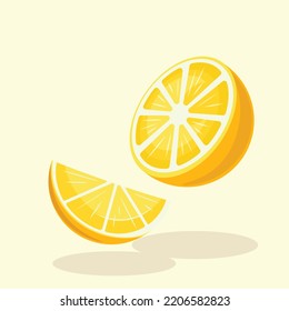 Lemon Quarter Sliced and Half Sliced Vector Illustration | Half Lemon and Quarter Lemon | Flat Design Isolated | Juicy Lime Fruit 