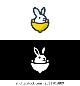 lemon rabbit modern logo vector illustration template design