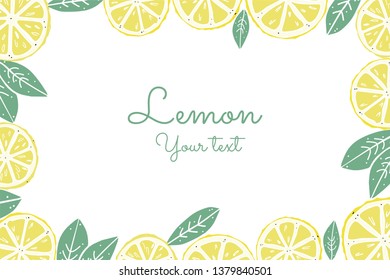 lemon rectangular frame on white background for your text