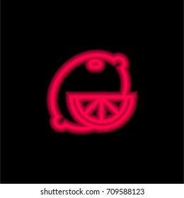 Lemon red glowing neon ui ux icon. Glowing sign logo vector