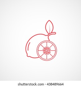 Lemon Red Line Icon On White Background