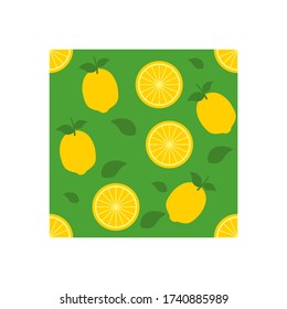 Lemon repeat pattern background green yellow fabric gift wrap wall texture vector
