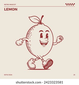 Lemon Retro Mascot, cartoon mascot