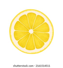 Lemon round slice. Vector realistic illustration isolated on white background. Lemon eps icon clip art.