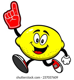 Lemon Running with Foam Finger