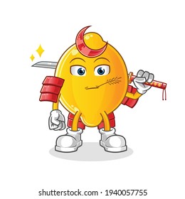 lemon samurai cartoon. cartoon mascot vector