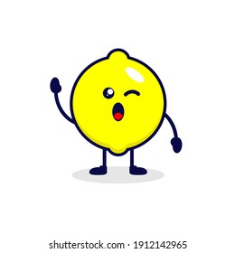 Lemon say hello cute character illustration