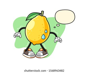 Lemon scare with thought bubble cartoon. Mascot Character vector.