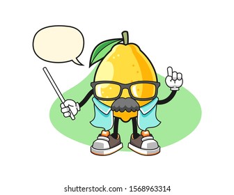 Lemon scientist professor with speech bubble cartoon. Mascot Character vector.