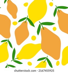 Lemon seamless abstract doodle pattern. Lemons vector illustration