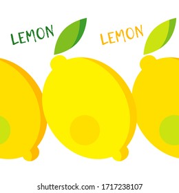 Lemon. Seamless background. Isolated creative design of healthy lifestyle objects. Vector illustration for web design or print.