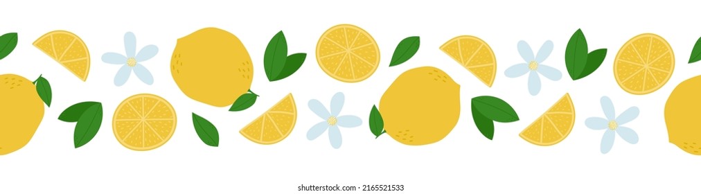 Lemon Seamless Border Whole Lemons Slices Stock Vector (Royalty Free ...