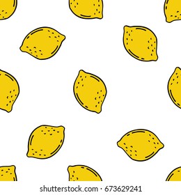 lemon seamless doodle pattern