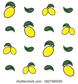 Lemon seamless fabric pattern vector illustration on white background