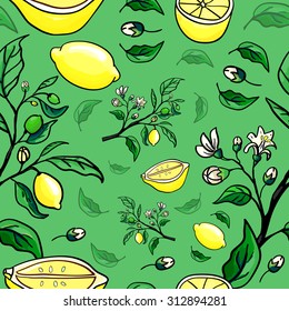 lemon seamless green pattern