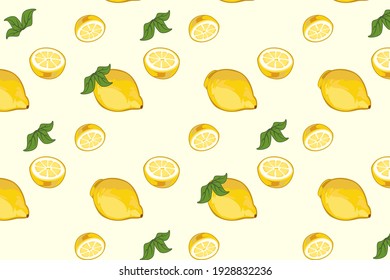 Lemon seamless patern vectors, juisy lemon fresh