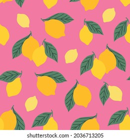 Lemon seamless pattern for apparel design, textile, wallpaper, fabric. Fruit patterns. Citrus background.
